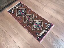 Brown Small Rug, Small Rug, Small Kilim, Small Turkish Rug, 1.1 x 2.6 ft picture