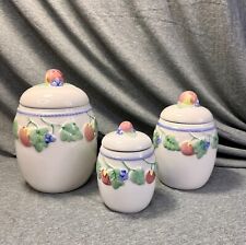 Kitchen Canisters, Ceramic, Air Tight, Set of 3 - VINTAGE picture