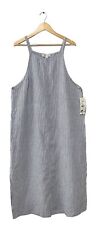NWT KAREN KANE Artisan 100% Linen Maxi Dress Womens 1X Blue Striped MRSP $134 picture