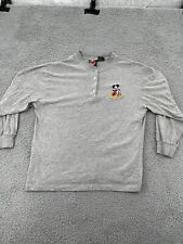 VINTAGE Mickey Mouse Jerry Leigh Shirt Adult Small Gray Long Sleeve Henley 90s picture