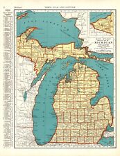 1941 Antique Michigan State Map Gallery Wall Decor Vintage Atlas Map 1581 picture