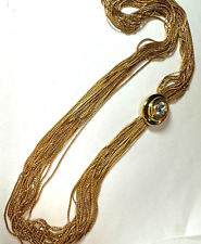 Vintage Necklace Heavy Pendant Crystal Multistrand 80s Cocktail Gala Costume picture