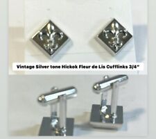 Vintage Silver Tone Hickok Fleur De Lis Cufflinks 3/4” picture