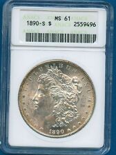 1890 S ANACS MS61 Morgan Silver Dollar $1 US Mint Rare 1890-S MS-61 Soapbox  picture