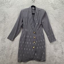 Vintage Dawn Joy Fashions Dress Womens Fits Like 10 Long Sleeve Gray Gold Button picture