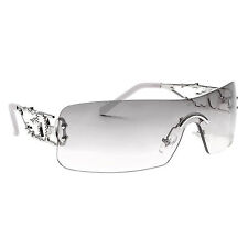 Women's Y2K Gradient Silver Tint Rectangle Frameless Rimless Sunglasses picture