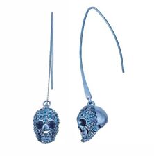 Simply Vera Vera Wang Blue Skull Threader Earrings-NWT picture