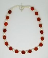 Gorgeous Large Faceted Orange Carnelian Crystals w/ Lustrous Freshwater Pearls  picture