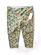 Intro Love The Fit Teal Capri Leggings Pants w/ Pineapples Flowers 1X picture
