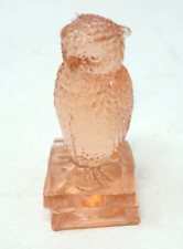 VINTAGE Degenhart Glass Peach Translucent Wise Owl on Books Figurine picture