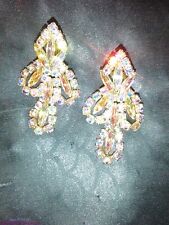 Beautiful Very Rare Vintage Signed Alice Caviness  AB Crystal & Gold Earrings picture