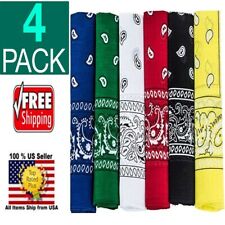 Pack of 4 X-Large Polyester Non Fading PAISLEY Bandanas 27 x 27 Inch - Party and picture