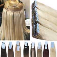 Thick 200g 80pcs Tape In Remy Human Hair Extensions Skin Weft FULL HEAD BLONDE F picture