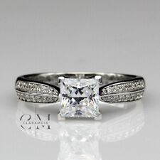 Princess Cut 1.70 CT Moissanite Solitaire Engagement Ring Solid 14k White Gold picture