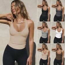 Women Sleeveless Racerback Tank Tops Slim Fit Sleeveless Cami Yoga Gym Blouse picture