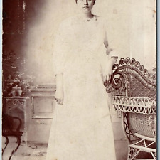 c1900s Cute Young Lady RPPC Pretty White Dress Lovely Eyes Girl Woman Solio A199 picture