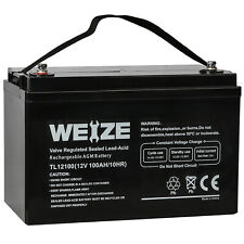 Weize 12V 100AH 100 Amp Hour Sealed AGM Deep Cycle SLA Battery Solar RV Off Grid picture
