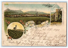 1898 Breitenstein Greetings From Weilheim Germany Antique Multiview Postcard picture
