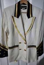 Vtg Eva Polini Couture  Blazer Jacket  Ivory/gold/blk. W/stars Sz 6  picture