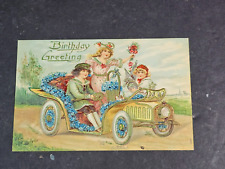 Early 1900s post cards excellent sha[pe birthday greetings auto industry colored picture