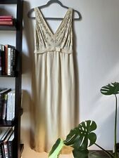 vintage 1940s silk off white Beaded dress Size  M picture