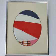 Antique Framed Early 1900s Quilt FOLK Art Work Red White Blue Patriotic 11x14 In picture