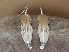 Navajo Indian Hand Stamped Sterling Silver Feather Earrings by Douglas Etsitty picture