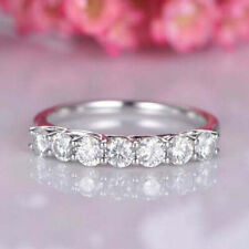 1.20Ct White Round Cut Cubic Zirconia 7-Stone Wedding Band In 14K White Gold picture