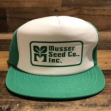 Vintage Musser Seed Hat Snapback Trucker Cap Mens Green Farmer 90s Work - READ picture