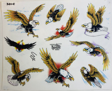 Official Tattoo Brand Flash Art Sheet 341-C Vintage 1994 Bald Eagles (Signed) picture