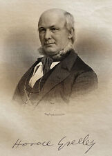 19th Century Portrait Print New York Newspaper Politician Horace Greeley  picture