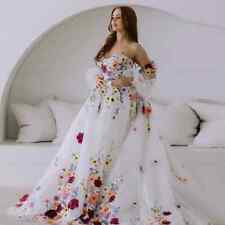 Elegant Flower Wedding Dresses Sweetheart Puff Sleeves A-line Tulle Bridal Gowns picture