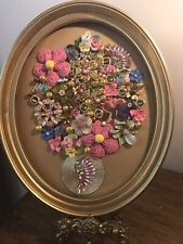 vintage jewelry art Floral Collage framed picture