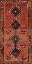 Vintage Traditional Geometric Tribal Runner Rug Wool Hand-knotted Carpet 4'x9' picture