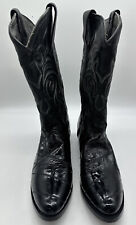 Los Altos Men's Genuine Eel Skin Cowboy Western Boots SIZE 7.5 D Glossy Black picture