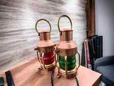 Electric Red/Green Lantern Lamp - Copper Vintage Table & Hanging Lamps set of 3 picture
