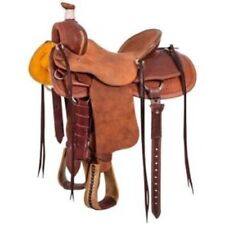 Western Leather Hand Carved Ranch Roper Horse Saddle  10 to 18 inch picture