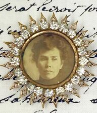 Antique Victorian Era Photo Rhinestone Starburst Brooch picture