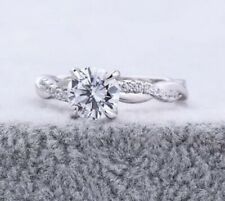 Round Cut Lab-Grown Diamond Birthday Pretty Attractive Ring In 14K White Gold picture