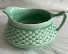 vintage 1930s W.S. George mint green basket weave gravy boat very good condition picture