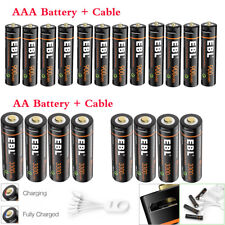 Lot EBL USB Rechargeable Lithium AAA AA Batteries 1.5V + Micro USB Cable USA picture