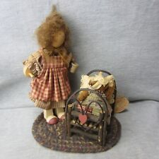 Vintage Lizzie High Wood Doll Opehlia High Made in USA Folk Art Sick Teddy picture
