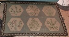 ANTIQUE Extremely OLD Needlepoint Rug Farmhouse Country 5'9