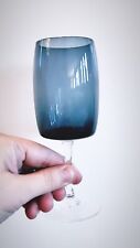 Vintage MCM Hand Blown Smoked Navy Wine Glasses 6oz | Stunning Selling Singles picture