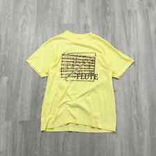 VINTAGE 80s Flute Musical Instrument Shirt Size Large L Mens Yellow 1980s  picture