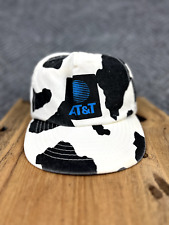 Vintage AT&T Trucker Snapback Hat Cap Adult Cow Print USA Adjustable Mens 90's picture