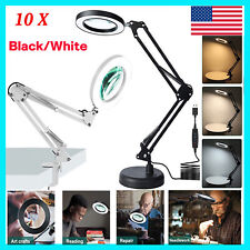 10X Magnifying Glass Desk Light Magnifier LED Lamp Reading Lamp With Base& Clamp picture