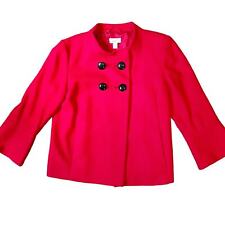 LOFT Red Wool Pea Coat Large picture