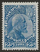 Liechtenstein 1912 Sc# 3 MLH 25 Heller Stamp Thick Chalky Paper Type picture