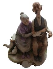 Vintage Capodimonte G. Cappe Elderly Couple with Chickens Figurine Made In Italy picture